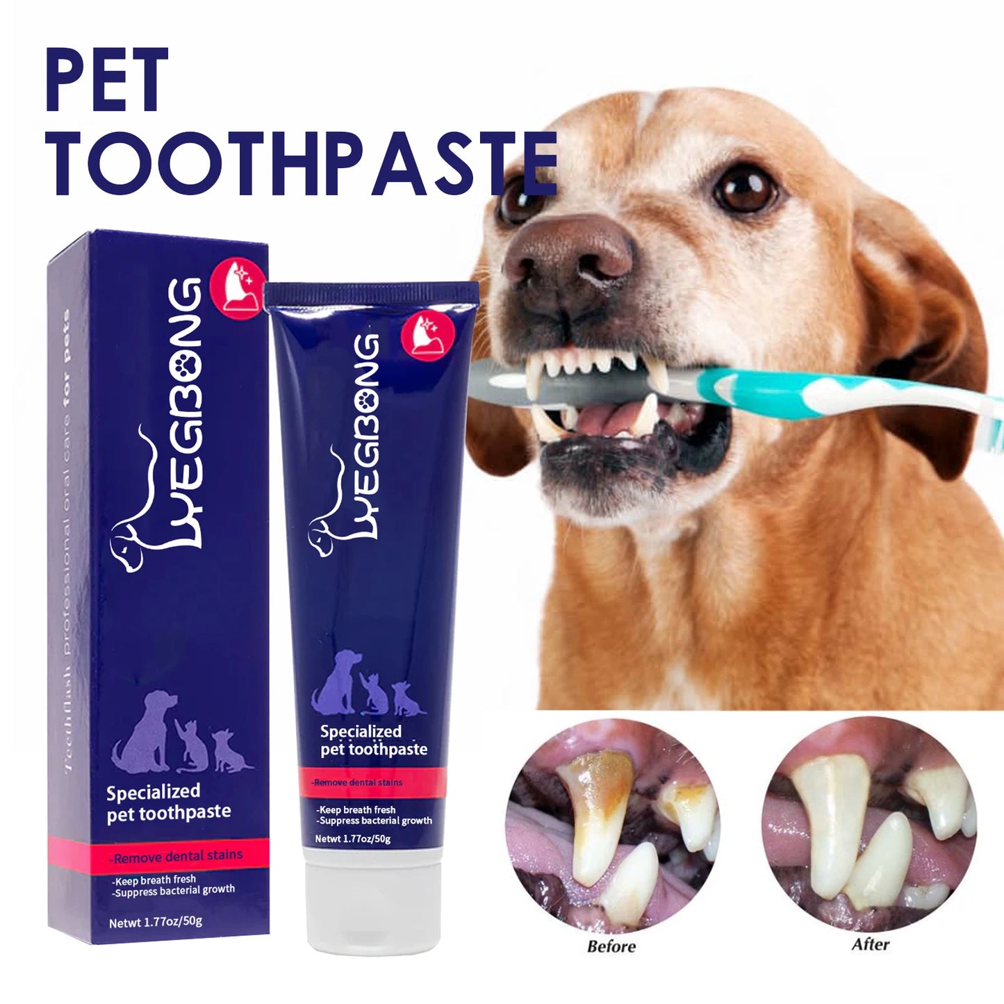 Pet Oral Cleaning Cream – Whiten Teeth, Fresh Breath & Stain Removal for Dogs