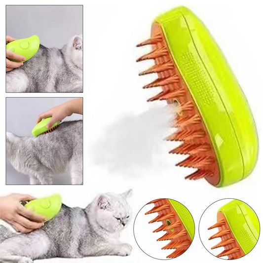 3-in-1 Self-Cleaning Steamy Grooming Brush for Cats & Dogs – Hair Remover & Massage Comb