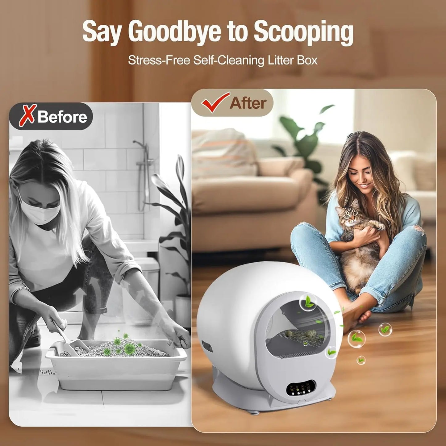 Self-Cleaning Automatic Cat Litter Box with Odor Control