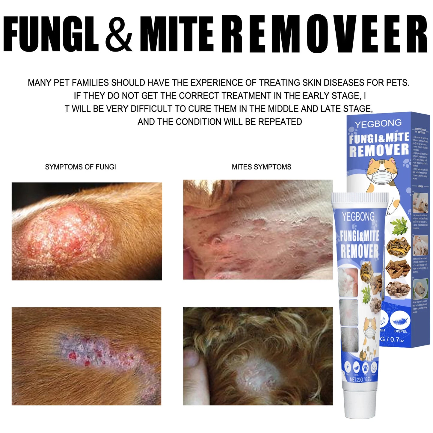 Pet Mite Removal Ointment – Anti-Itch & Fungus Treatment for Dogs & Cats