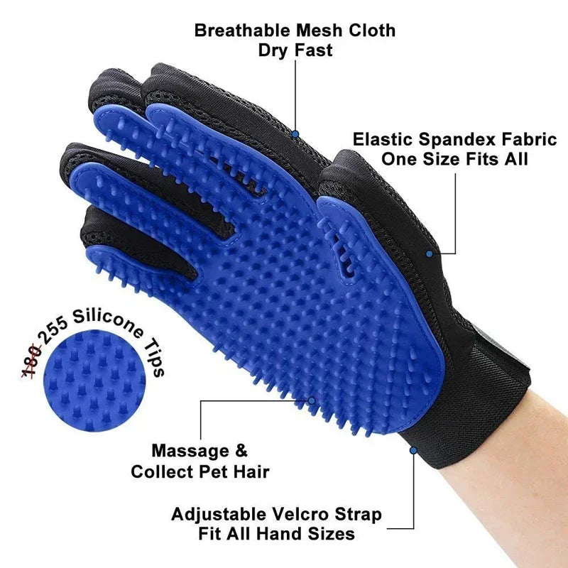 Silicone Pet Grooming Gloves – Hair Brush & Comb for Cats and Dogs, Bathing & Hair Removal