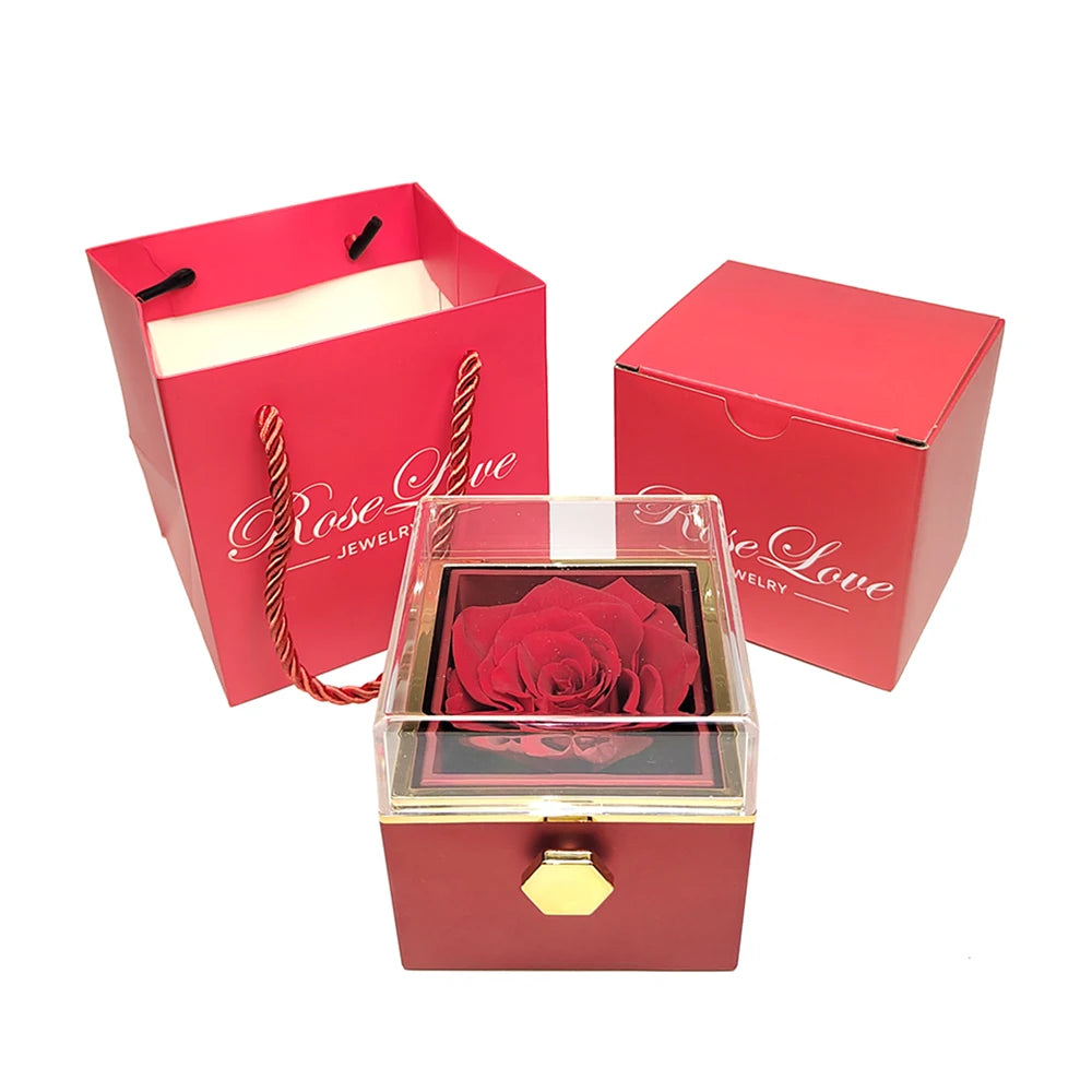 Interlocking Heart Necklace with Eternal Rose Gift Box – Perfect for Valentine’s & Mother’s Day