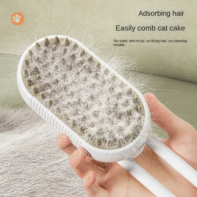 3-in-1 Steamy Dog Brush – Electric Spray Hair Brush for Cats & Dogs, Removes Tangled and Loose Hair, Massage & Grooming