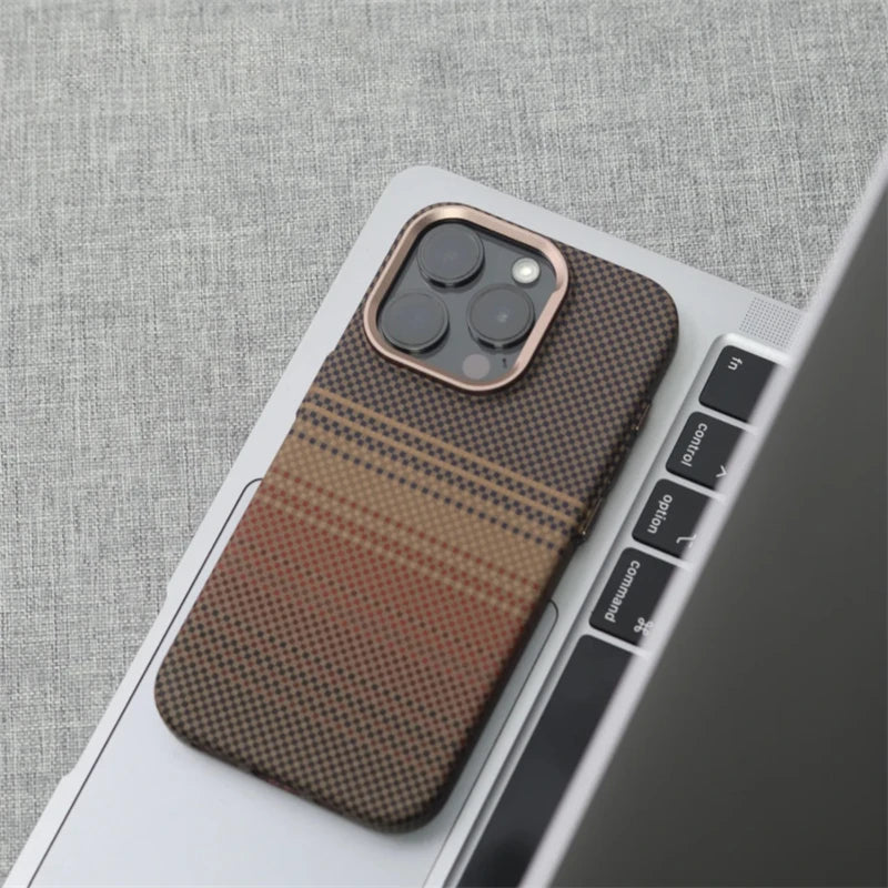 Luxury 3D Carbon Fiber Relief Magsafe Phone Case For iPhone 14 15 16 Pro Max Metal Lens Matte Wireless Charging Shockproof Cover