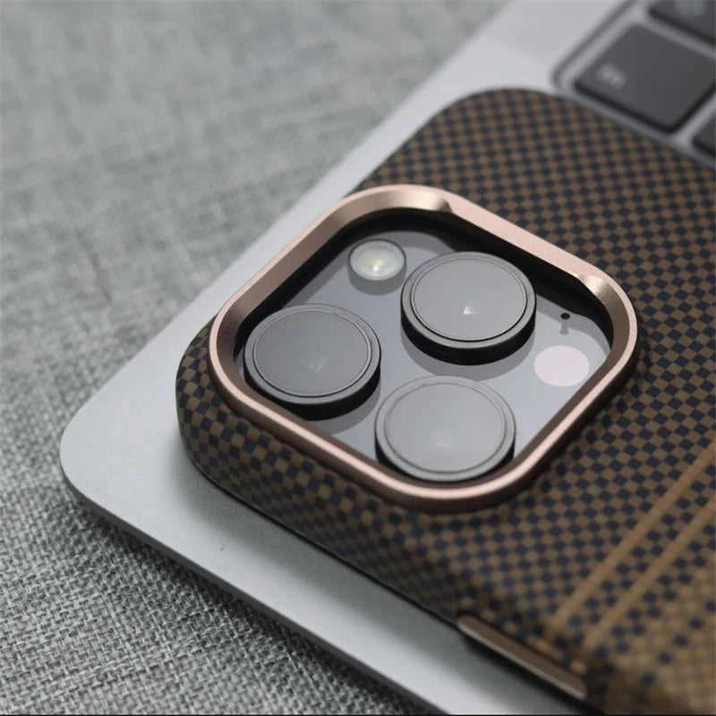 Luxury 3D Carbon Fiber Relief Magsafe Phone Case For iPhone 14 15 16 Pro Max Metal Lens Matte Wireless Charging Shockproof Cover